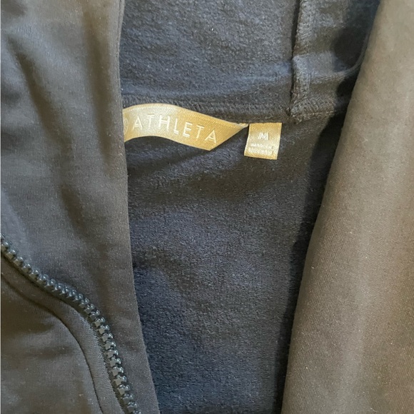 Black athleta zip up sweatshirt with navy super soft lining - Picture 3 of 4